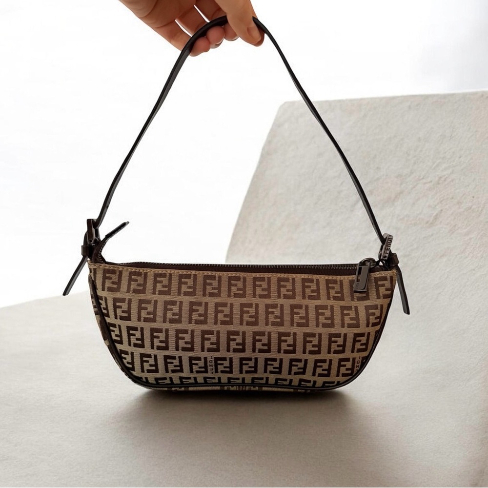 Fendi Vintage Zucchino Canvas Pochette Bag
